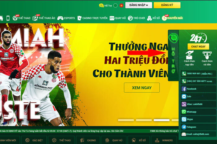 nhà cái online fb88 khuyến mãi
